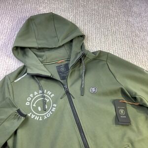 Roark Run Amok El Morro Fleece Hoodie Military Green Mens Size S NWT